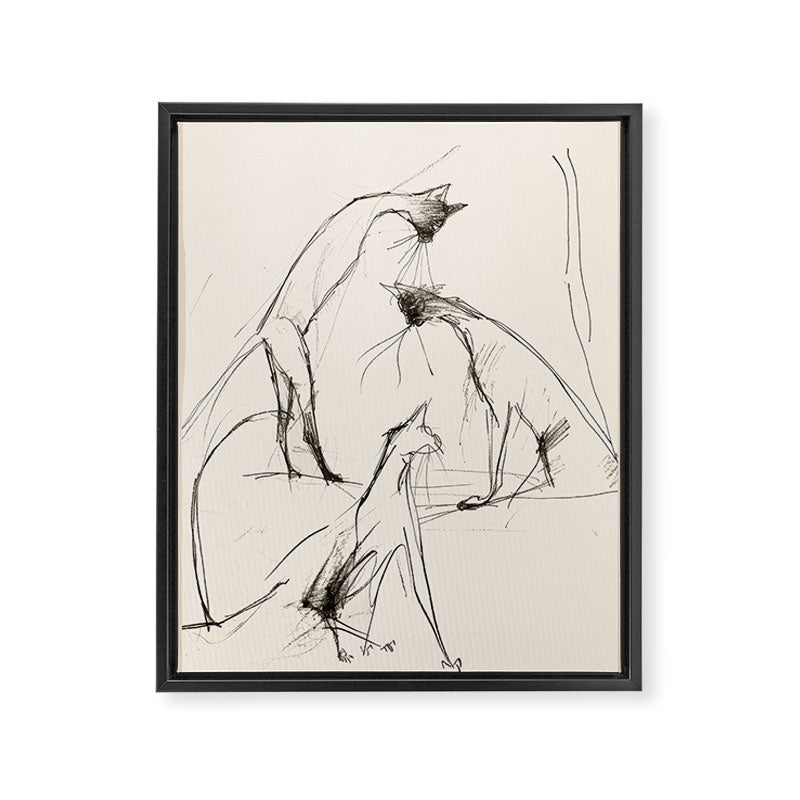 Modern Cat Sketch Framed Canvas Print Gallery Image 6