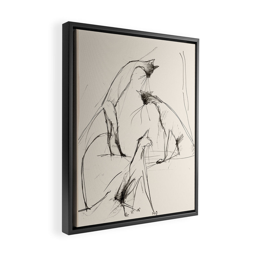 Modern Cat Sketch Framed Canvas Print Gallery Image 2