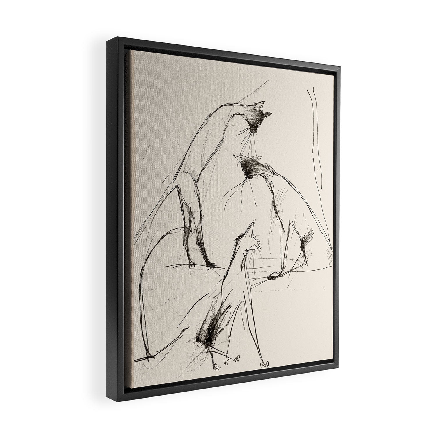 Modern Cat Sketch Framed Canvas Print Gallery Image 2