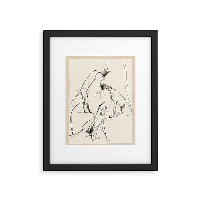 Modern Cat Sketch Framed Art Print Gallery Image 1