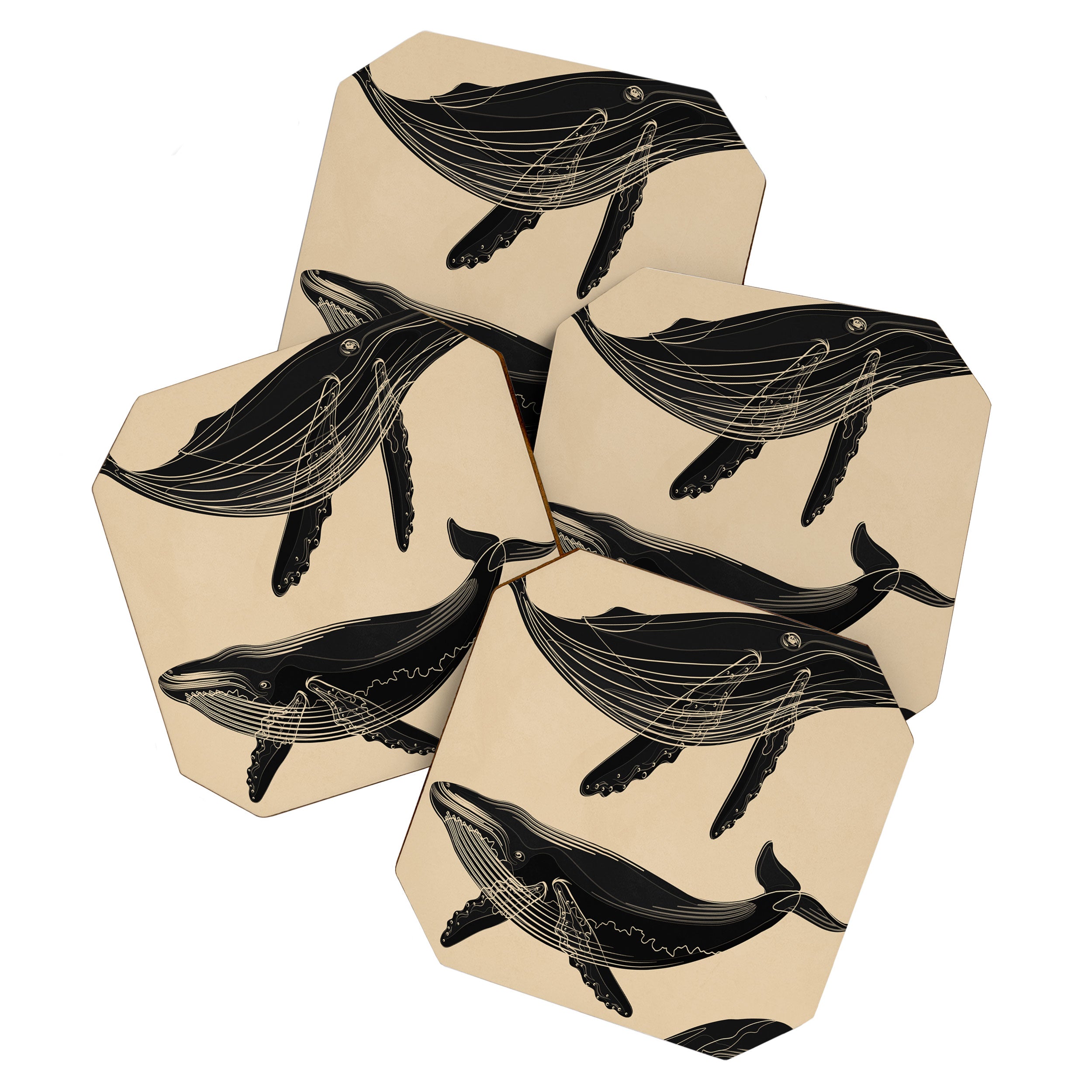 Modern Minimalist Abstract Whales 1 Coaster Gallery Image 1