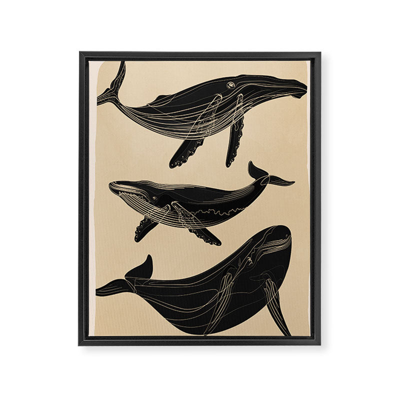 Modern Minimalist Abstract Whales 1 Framed Canvas Print Gallery Image 6
