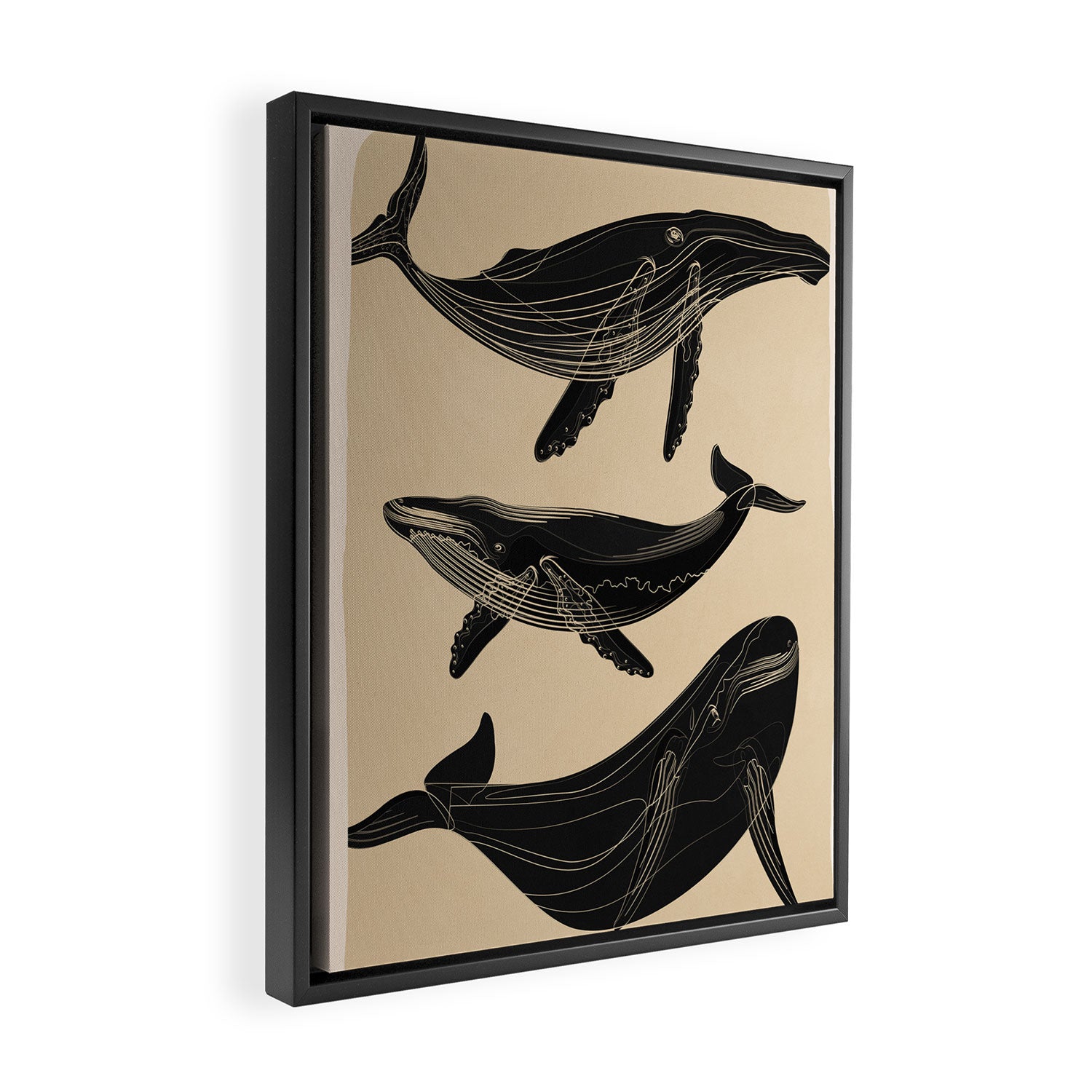 Modern Minimalist Abstract Whales 1 Framed Canvas Print Gallery Image 2