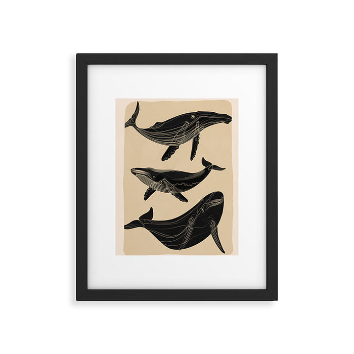 Modern Minimalist Abstract Whales 1 Framed Art Print Gallery Image 1