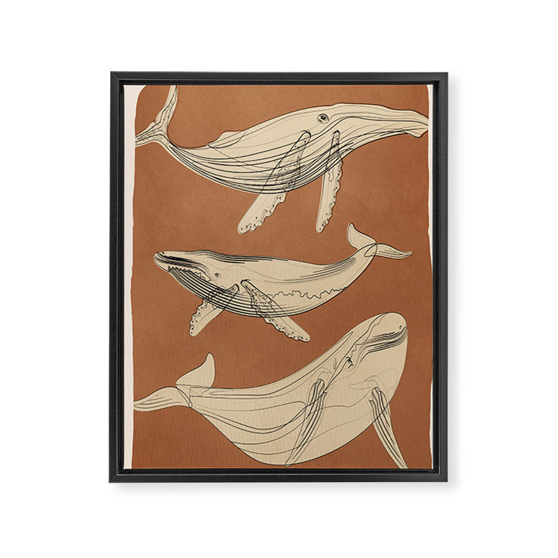 Modern Minimalist Abstract Whales 2 Framed Canvas Print Gallery Image 6