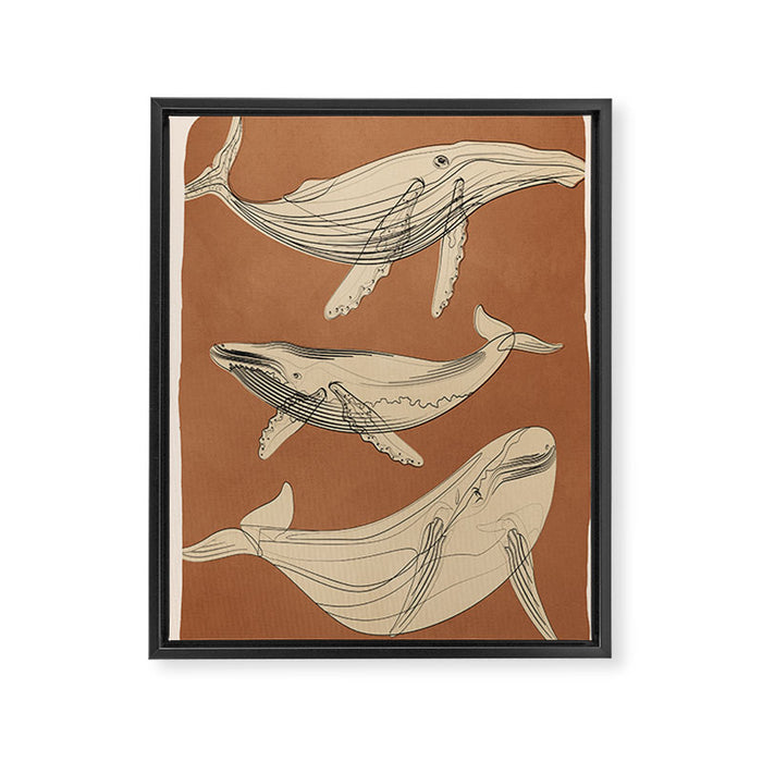 Modern Minimalist Abstract Whales 2 Framed Canvas Print Gallery Image 1