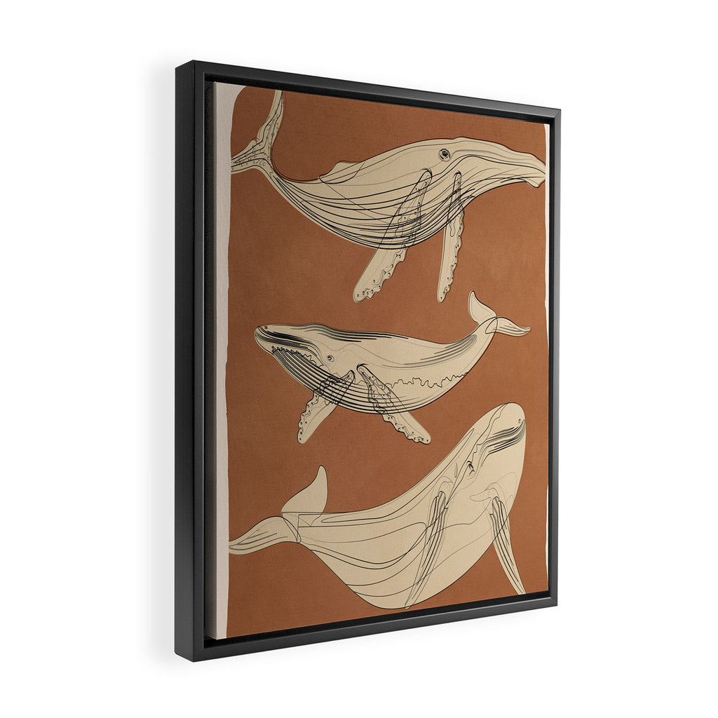 Modern Minimalist Abstract Whales 2 Framed Canvas Print Gallery Image 2