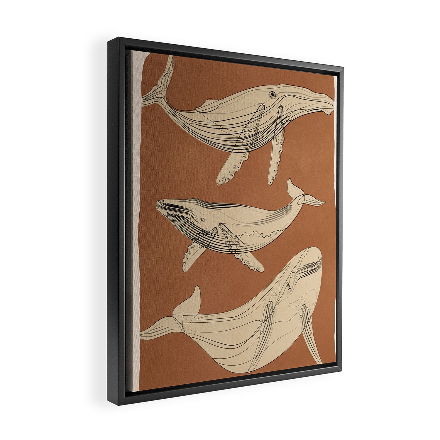 Modern Minimalist Abstract Whales 2 Framed Canvas Print Gallery Image 2