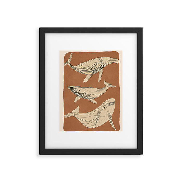 Modern Minimalist Abstract Whales 2 Framed Art Print Gallery Image 1