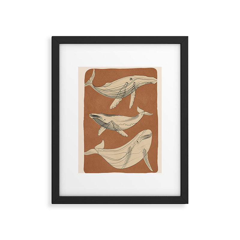 Modern Minimalist Abstract Whales 2 Framed Art Print Gallery Image 5
