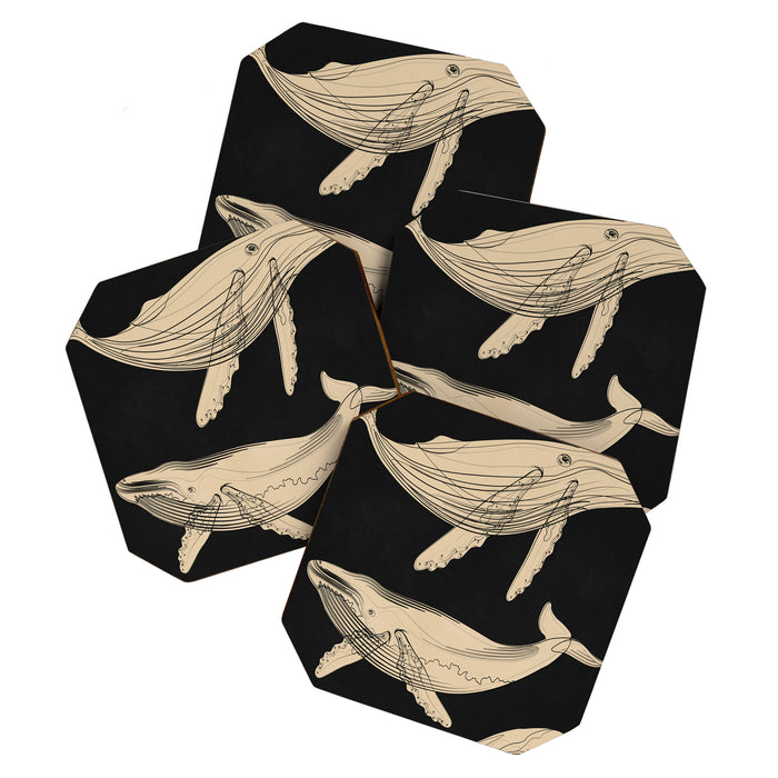 Modern Minimalist Abstract Whales 3 Coaster Gallery Image 1
