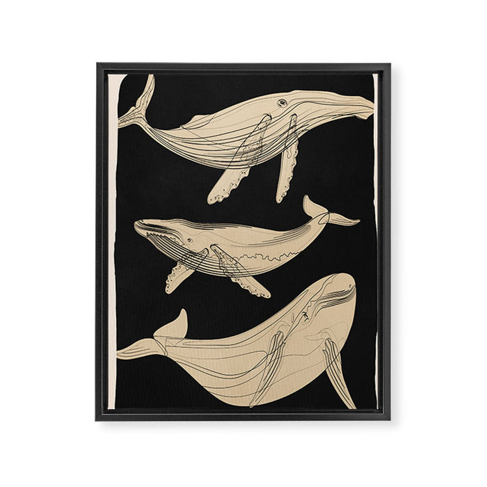 Modern Minimalist Abstract Whales 3 Framed Canvas Print Gallery Image 1