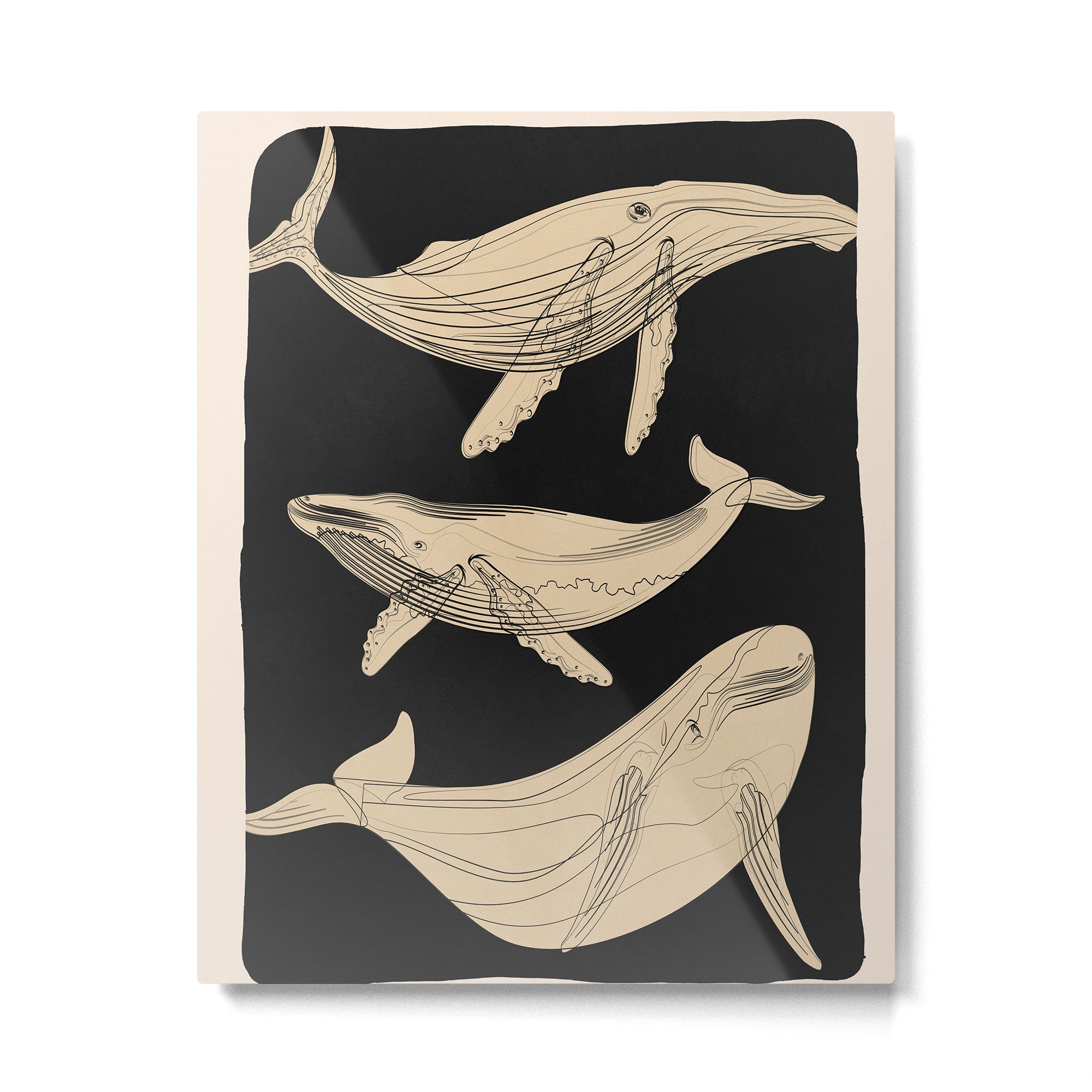 Modern Minimalist Abstract Whales 3 Metal Print Gallery Image 4