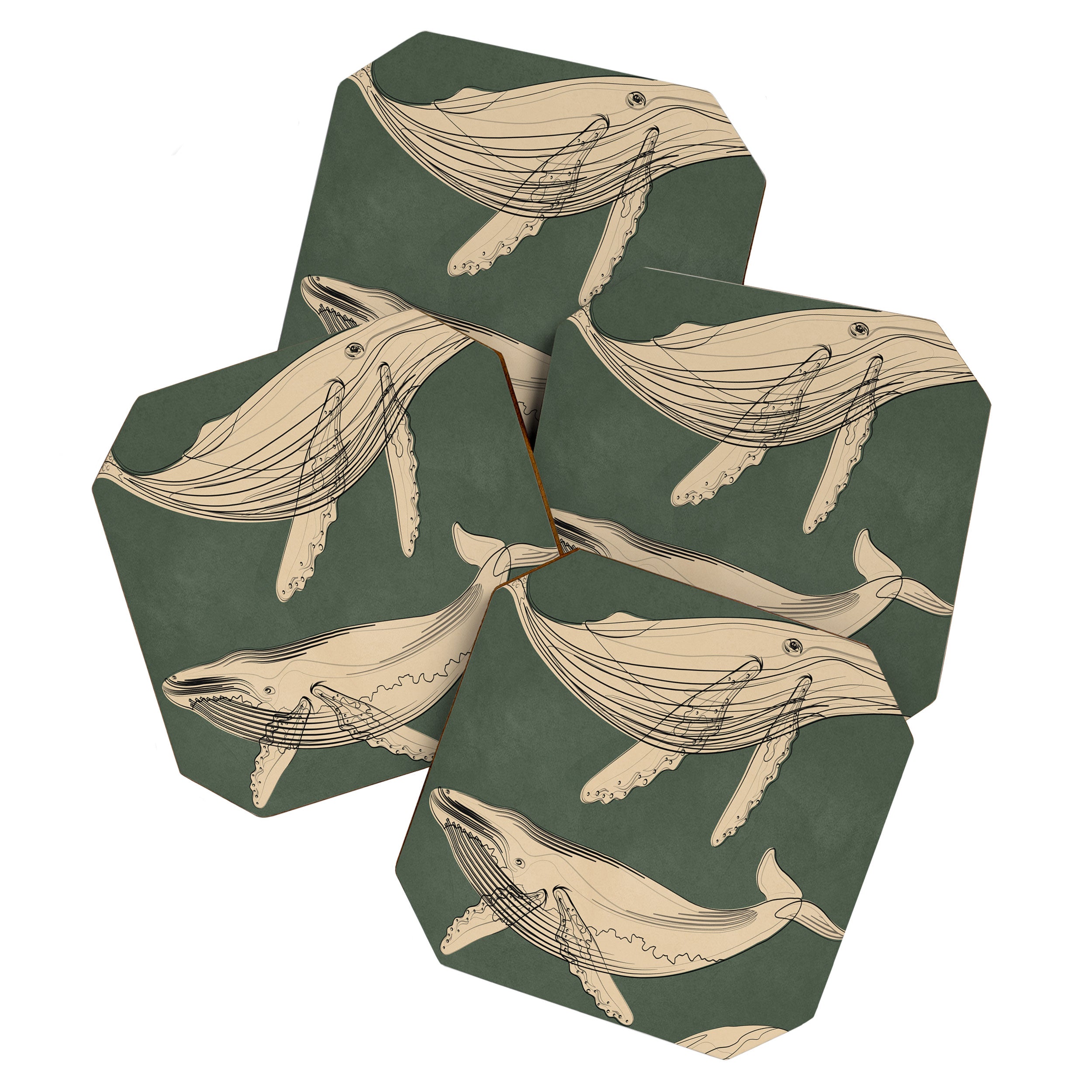 Modern Minimalist Abstract Whales 4 Coaster Gallery Image 1