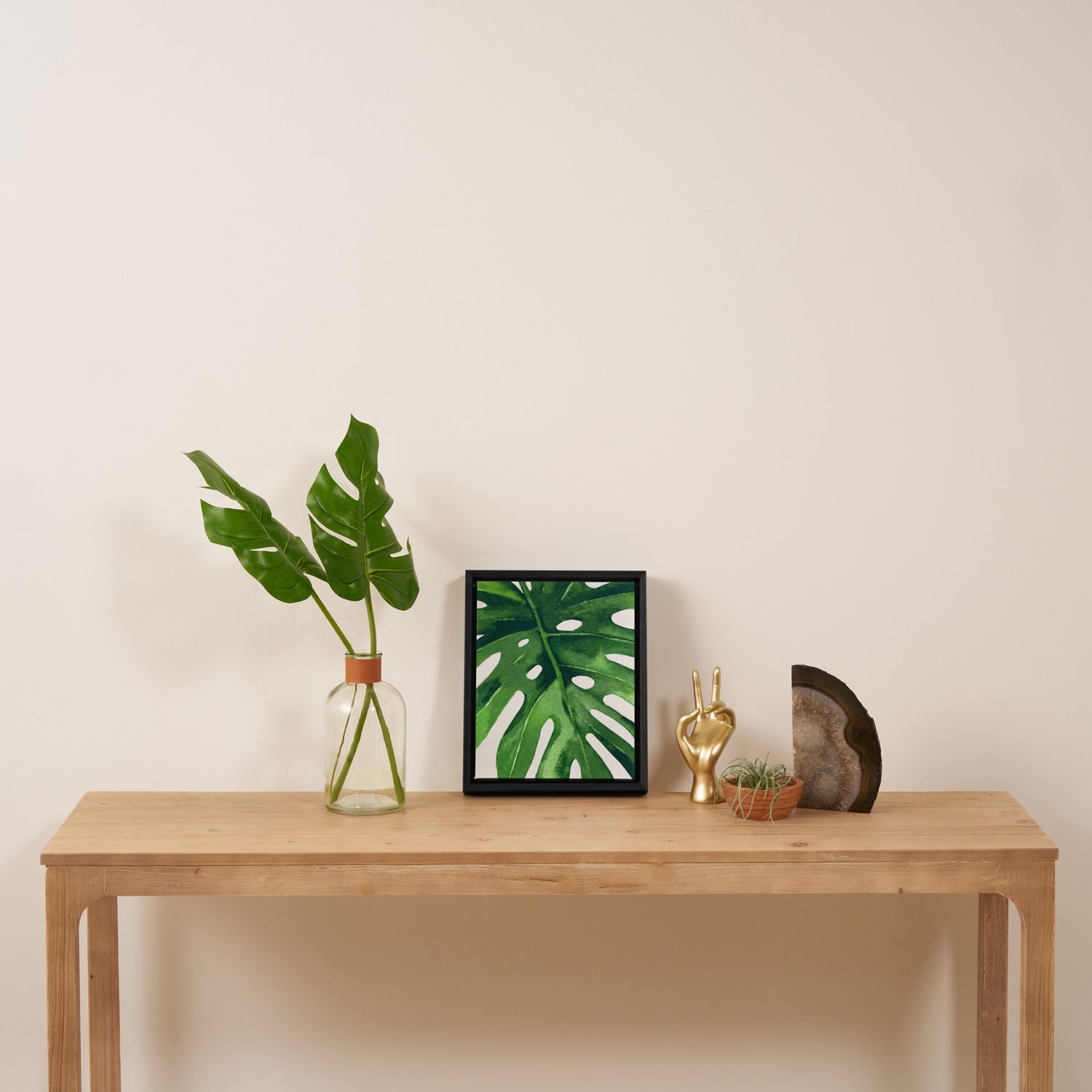 Monstera Leaf Framed Canvas Print Gallery Image 4