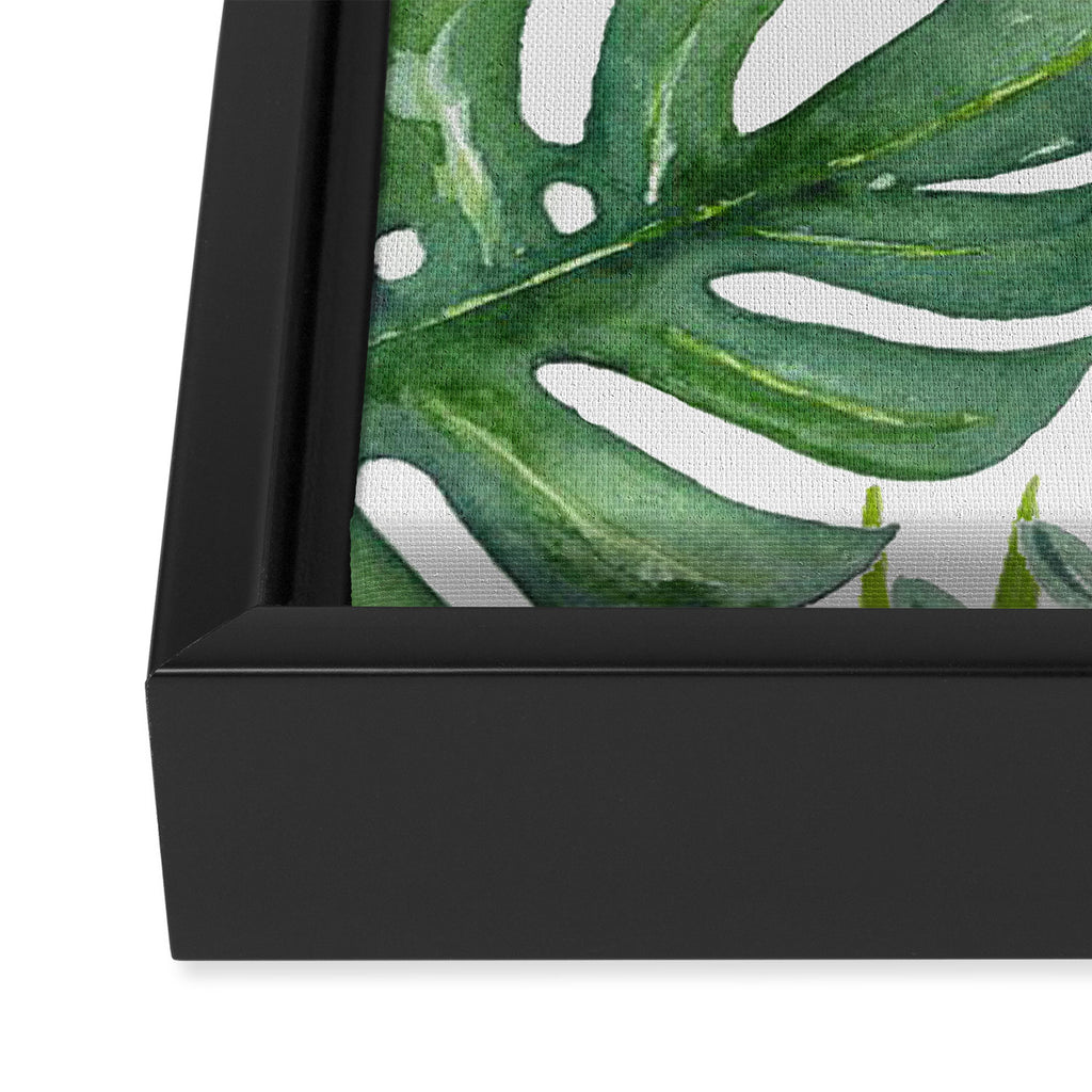 Monstera Leaves Framed Canvas Print Gallery Image 3