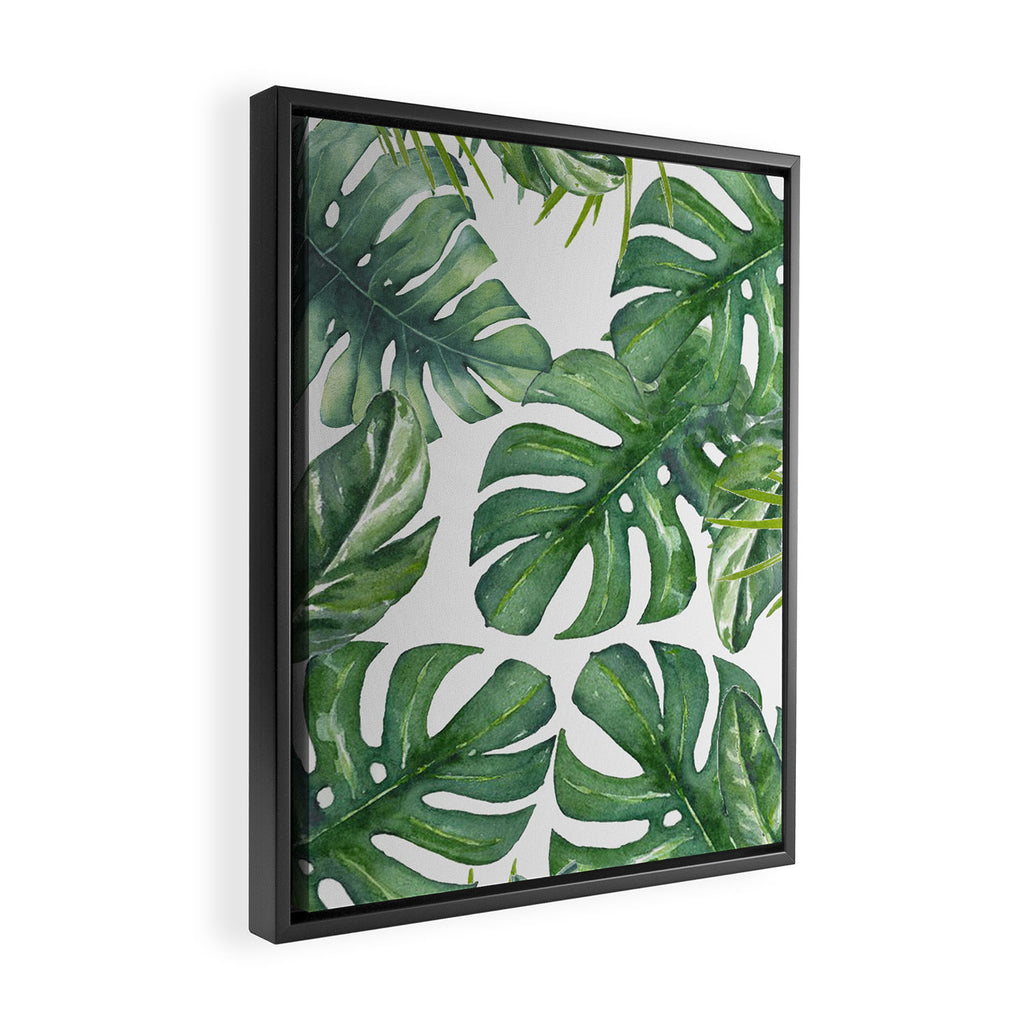 Monstera Leaves Framed Canvas Print Gallery Image 2