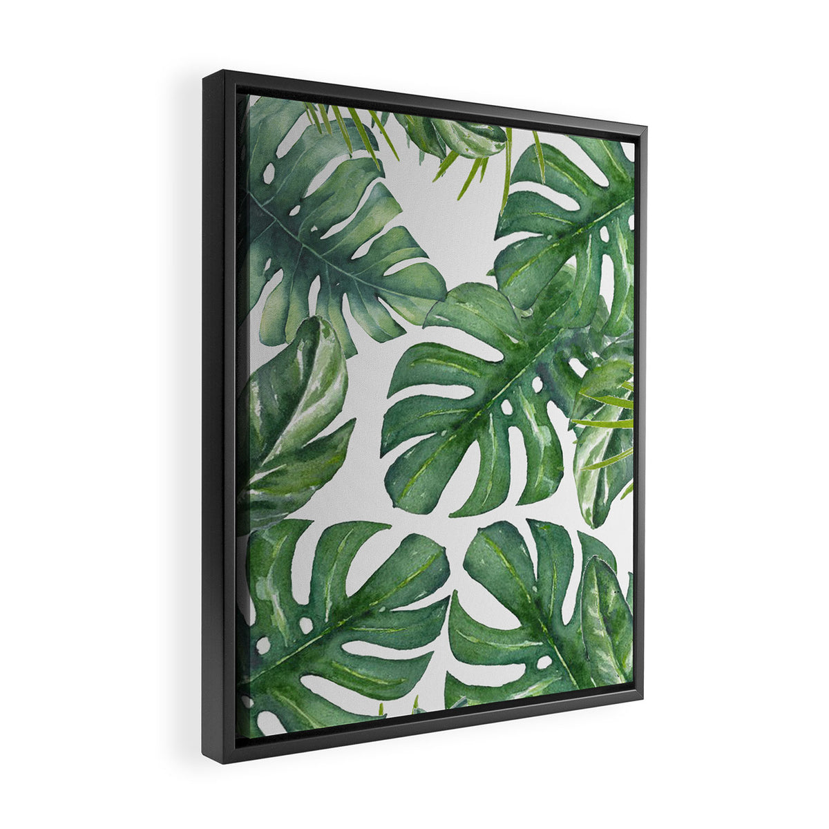 Monstera Leaves Framed Canvas Print Gallery Image 2