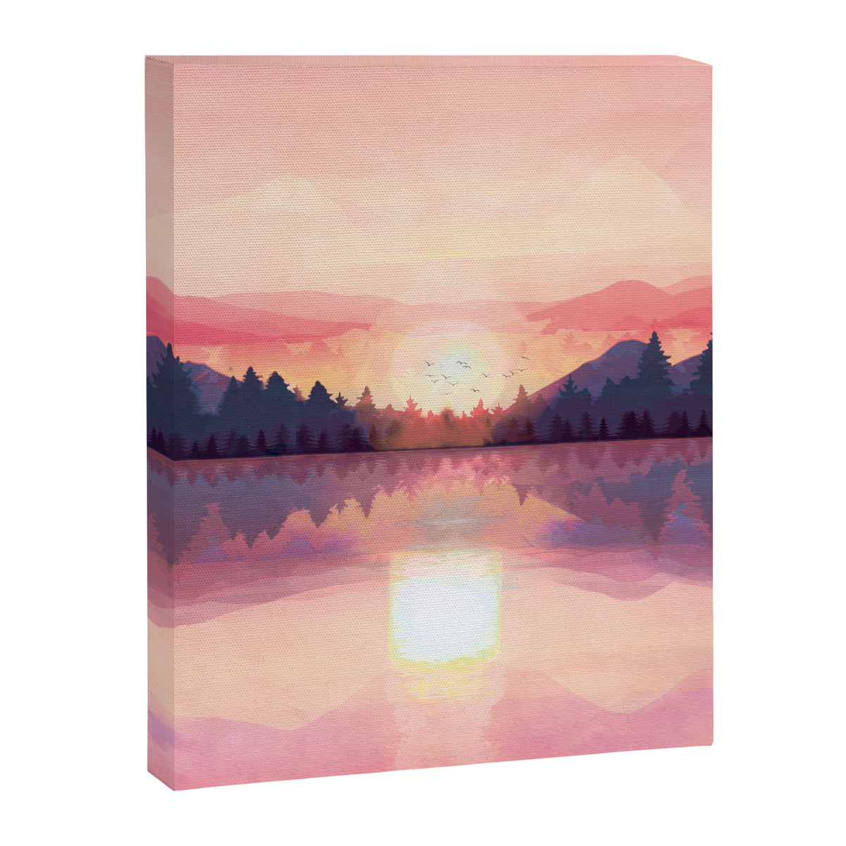 Morning Sunshine over the Peaceful Mountain Lake Canvas Print Gallery Image 8