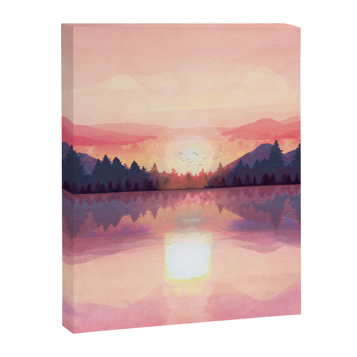 Morning Sunshine over the Peaceful Mountain Lake Canvas Print Gallery Image 1