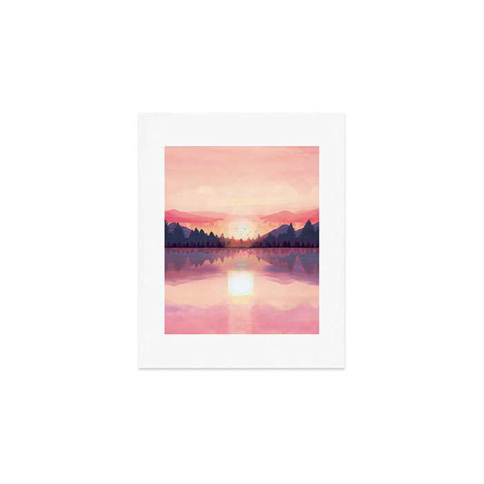 Morning Sunshine over the Peaceful Mountain Lake Art Print Gallery Image 1