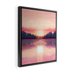 Morning Sunshine over the Peaceful Mountain Lake Framed Canvas Print Gallery Image 2