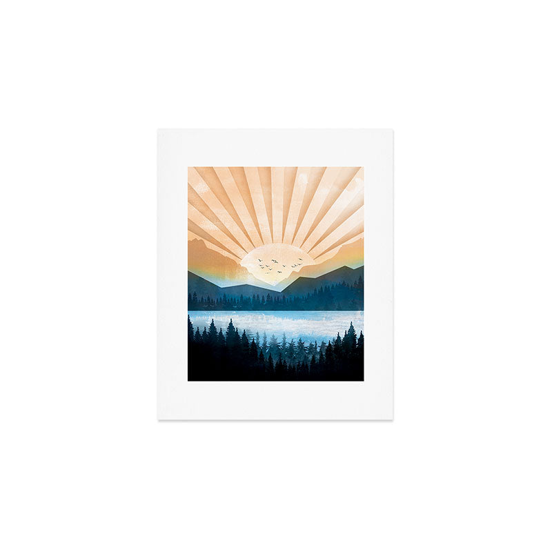 Mountain Lake Sunrise Art Print Gallery Image 1