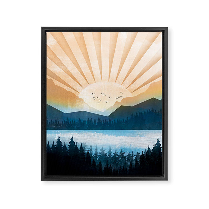 Mountain Lake Sunrise Framed Canvas Print Gallery Image 1
