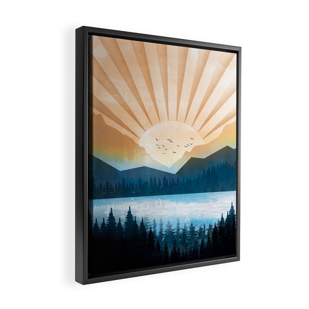Mountain Lake Sunrise Framed Canvas Print Gallery Image 2