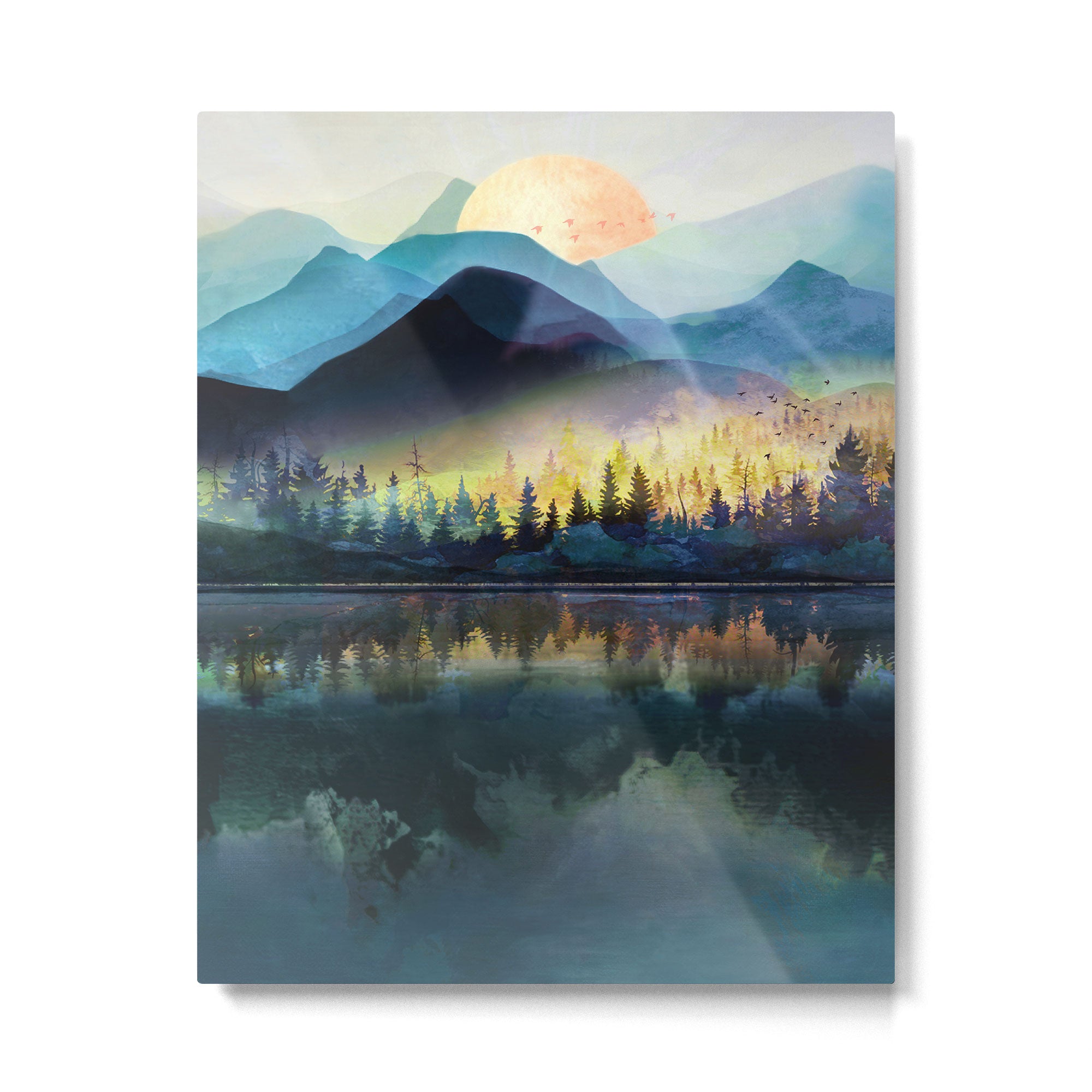 Mountain Lake Under Sunrise Metal Print Gallery Image 6