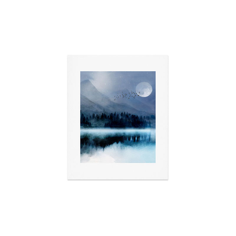 Mountainscape Under The Moonlight Art Print Gallery Image 1