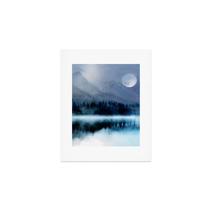 Mountainscape Under The Moonlight Art Print Gallery Image 1
