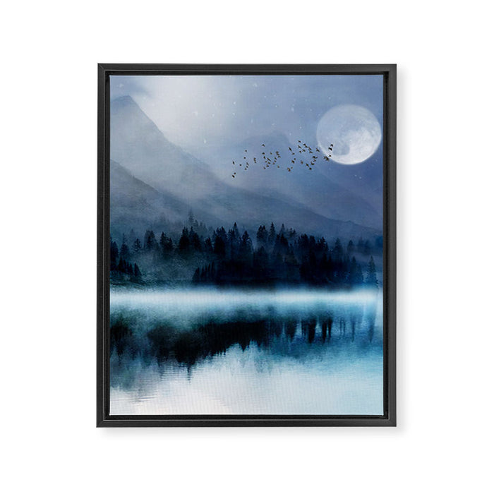 Mountainscape Under The Moonlight Framed Canvas Print Gallery Image 1