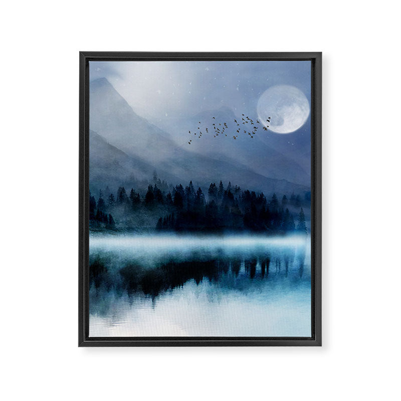 Mountainscape Under The Moonlight Framed Canvas Print Gallery Image 8