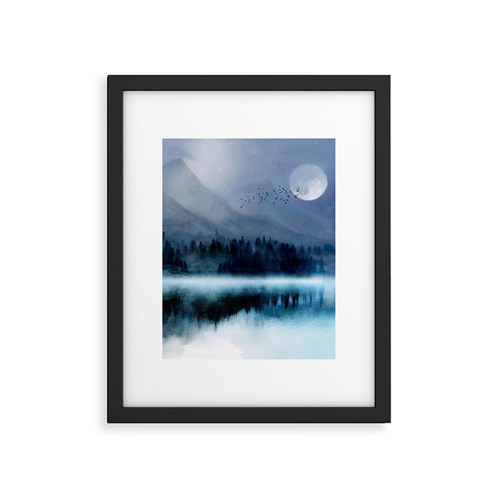 Mountainscape Under The Moonlight Framed Art Print Gallery Image 1