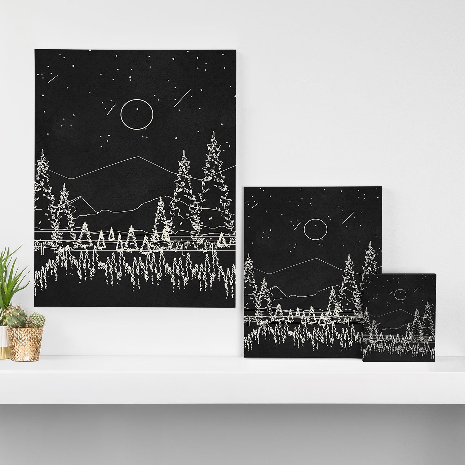 Night Forest Linescape Canvas Print Gallery Image 3