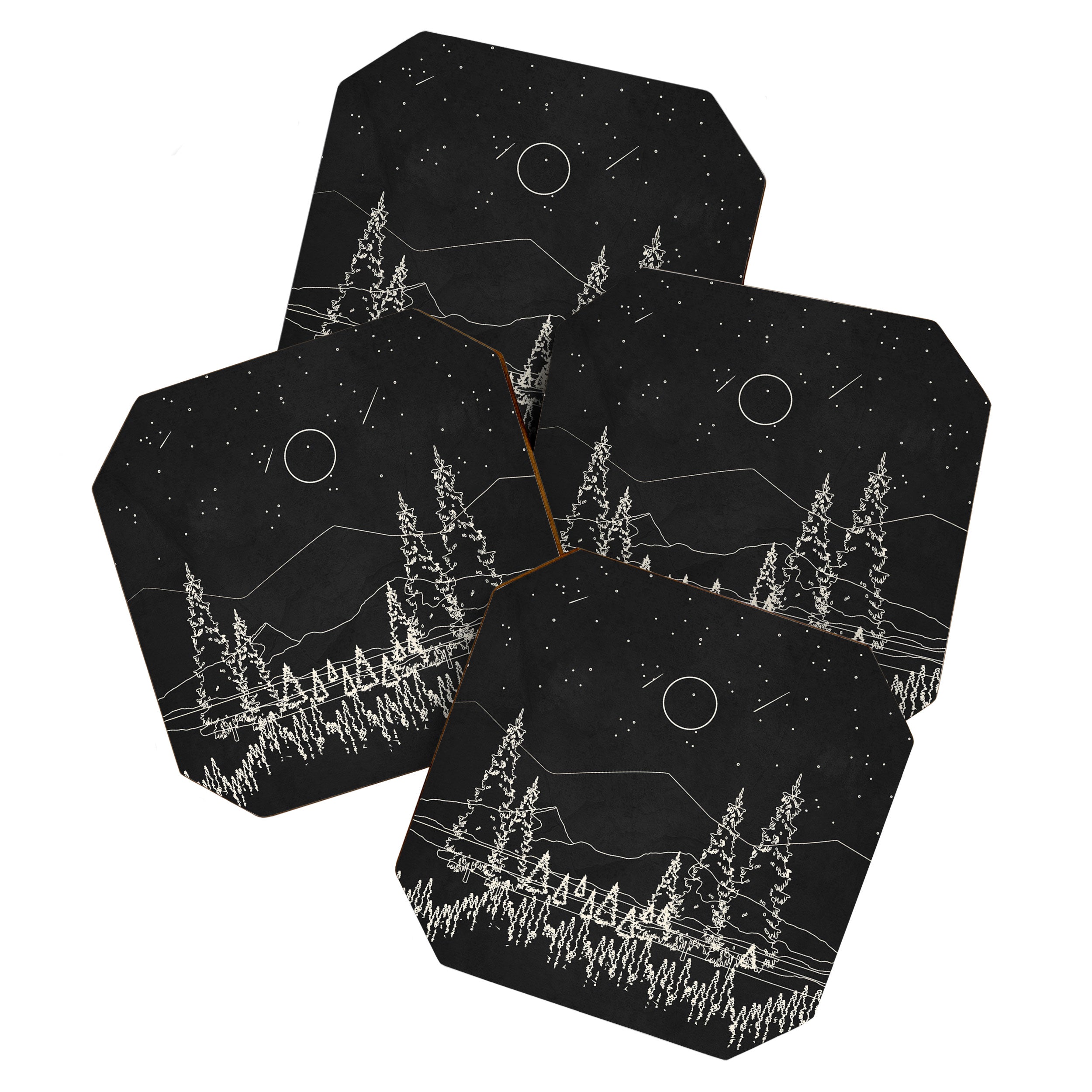 Night Forest Linescape Coaster Gallery Image 1