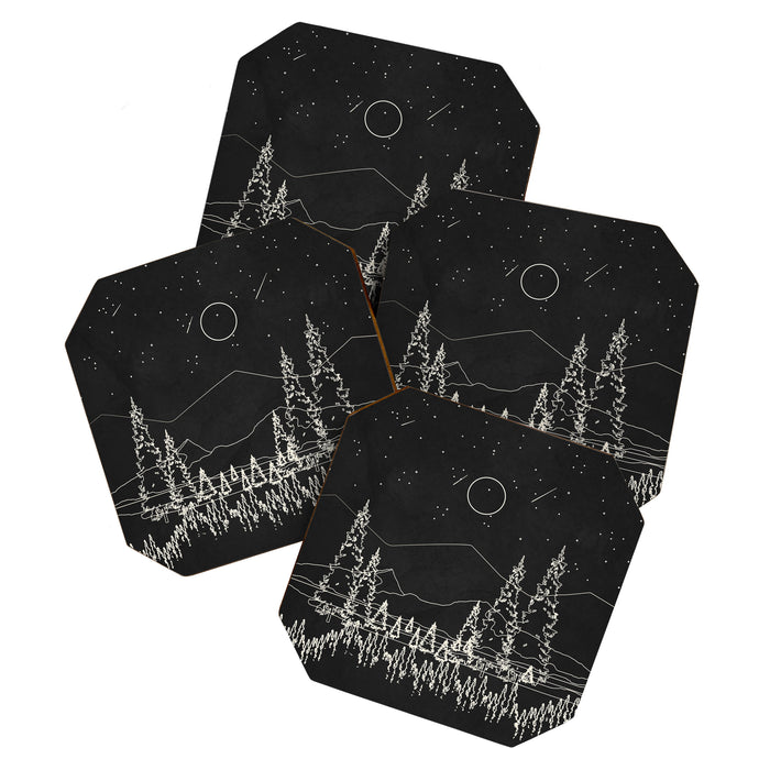 Night Forest Linescape Coaster Gallery Image 1