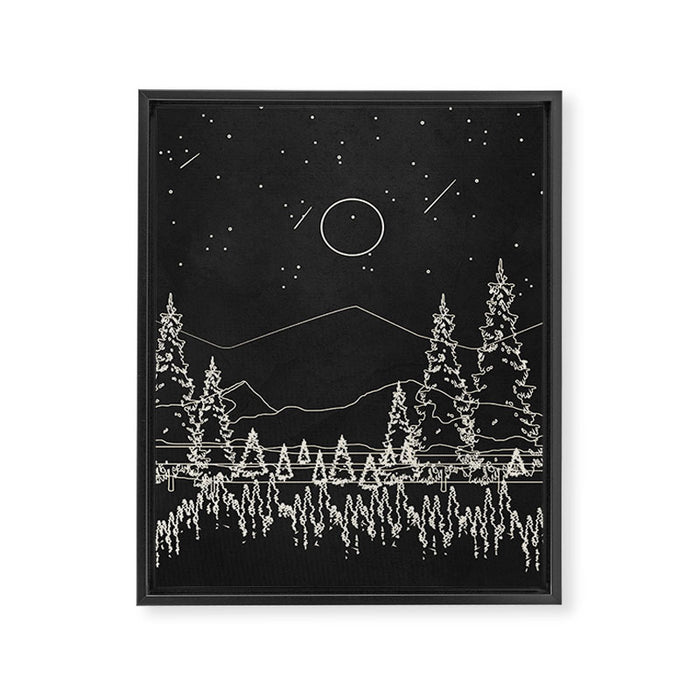 Night Forest Linescape Framed Canvas Print Gallery Image 1