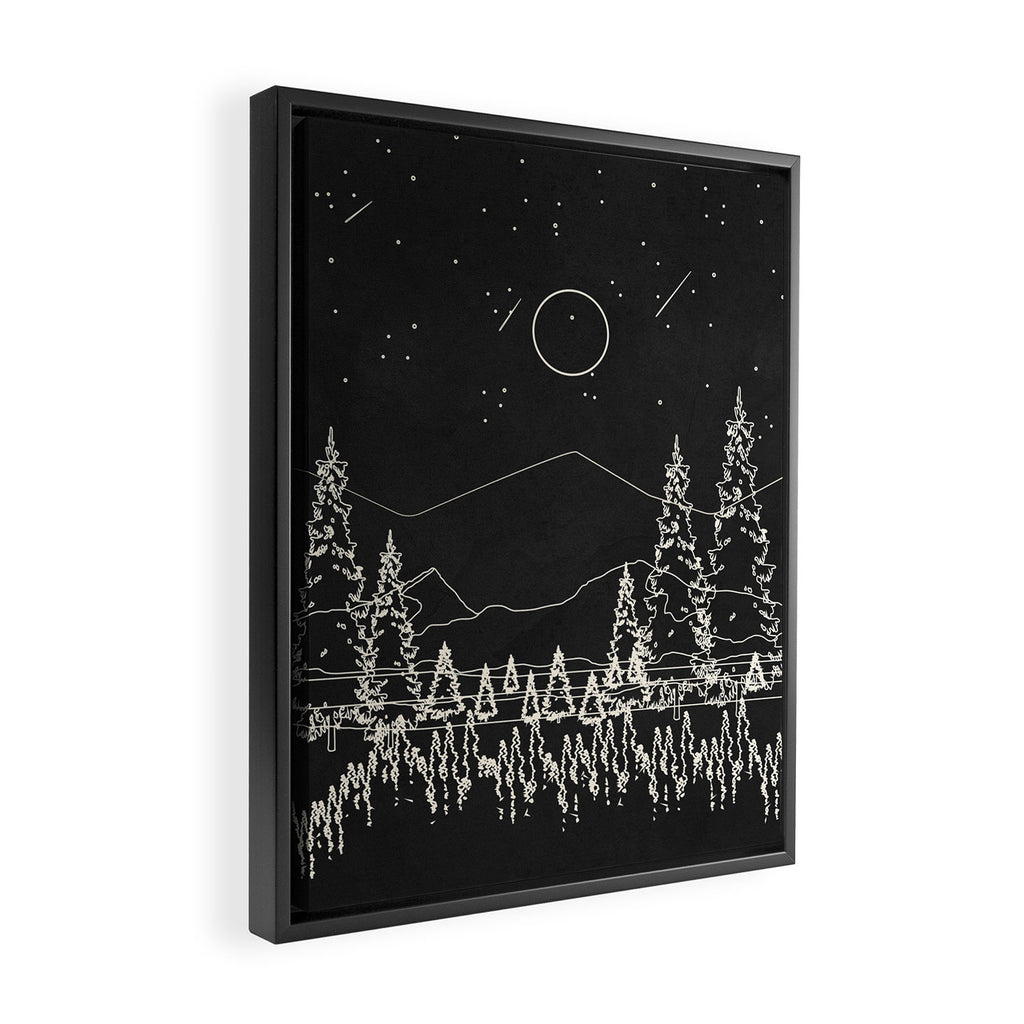 Night Forest Linescape Framed Canvas Print Gallery Image 2