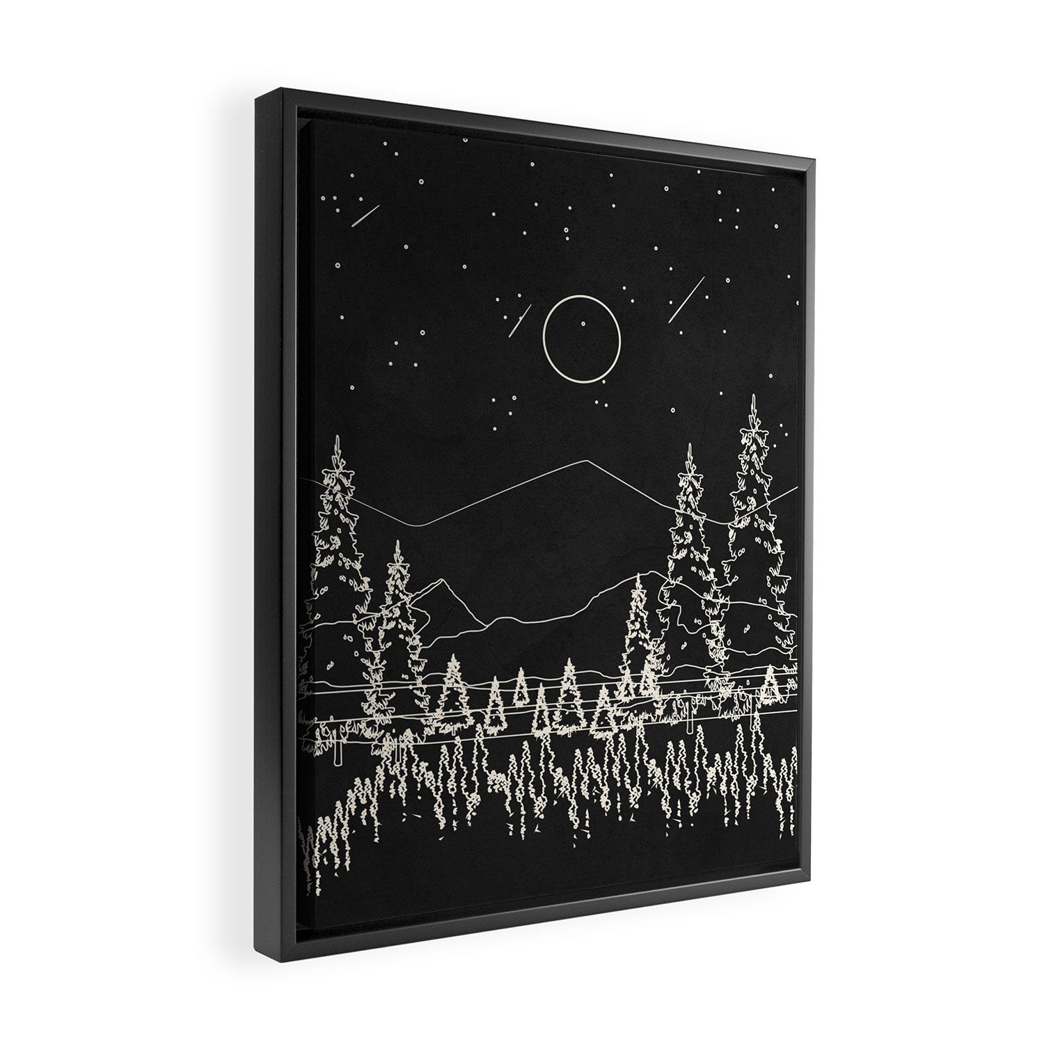 Night Forest Linescape Framed Canvas Print Gallery Image 2