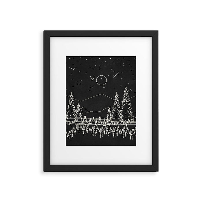 Night Forest Linescape Framed Art Print Gallery Image 1