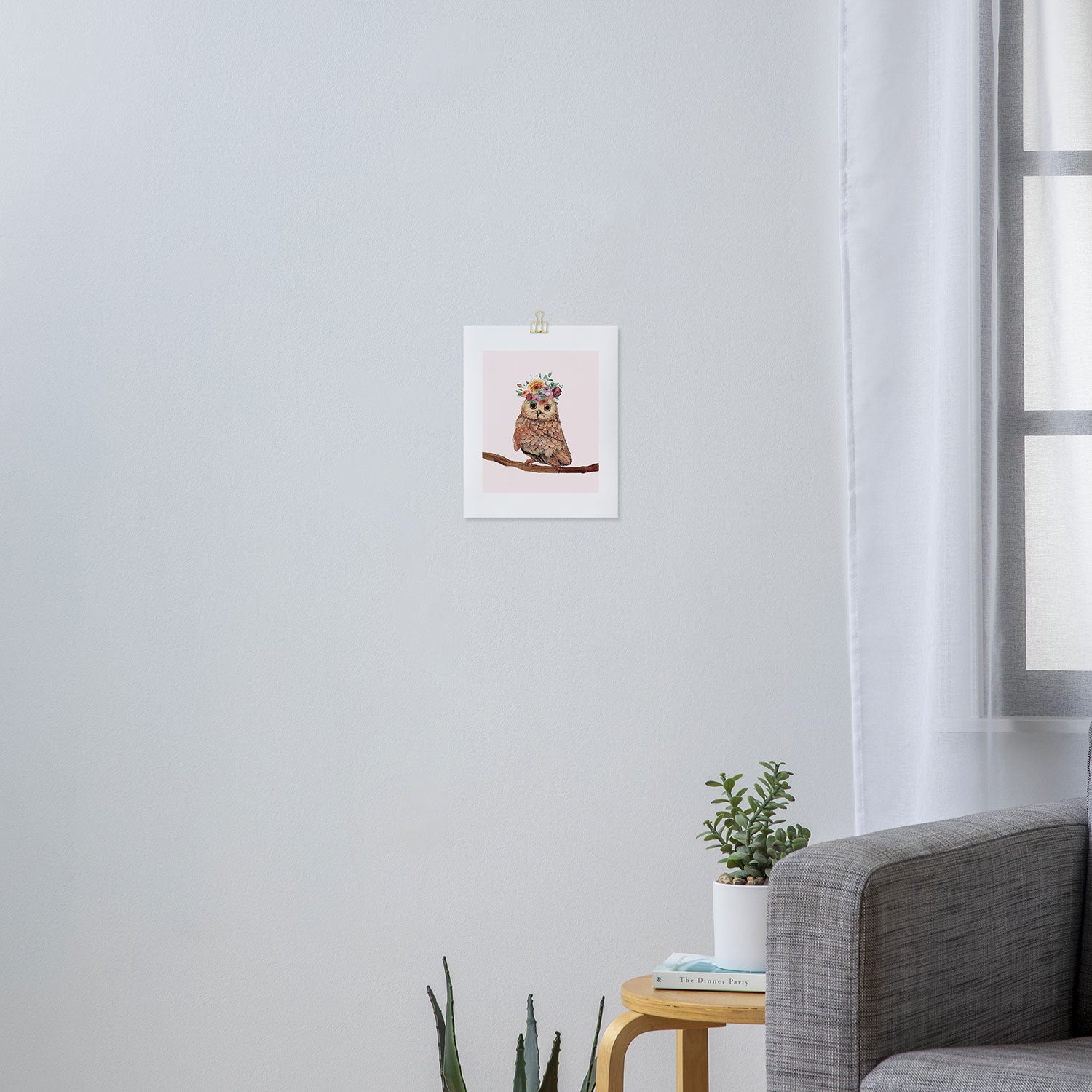 Owl with Flowers Art Print Gallery Image 3