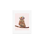 Owl with Flowers Art Print Gallery Image 1
