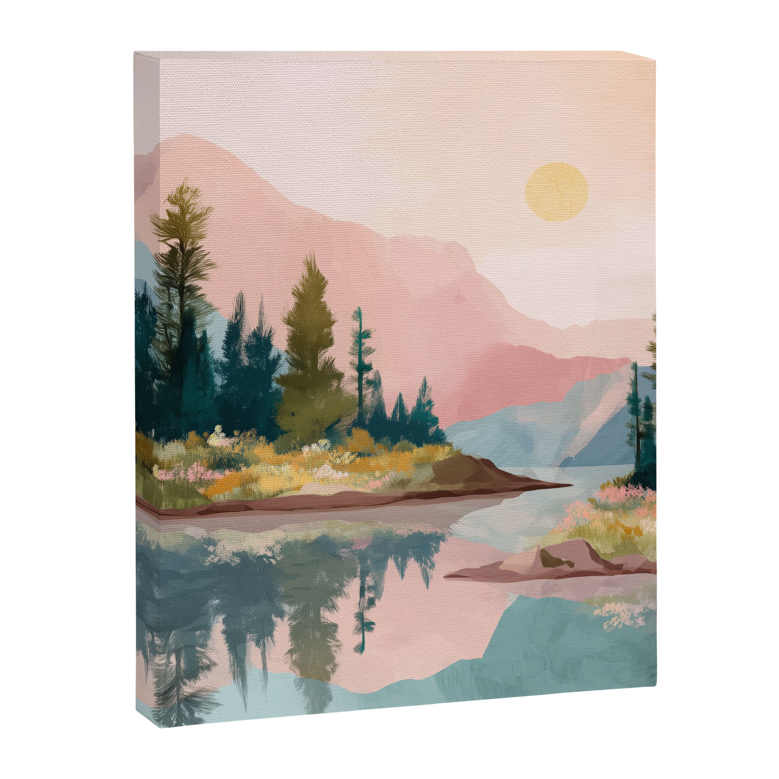 Pastel Mountain Lake Canvas Print Gallery Image 6