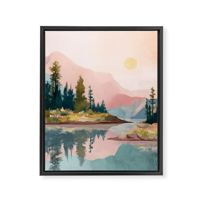 Pastel Mountain Lake Framed Canvas Print Gallery Image 1