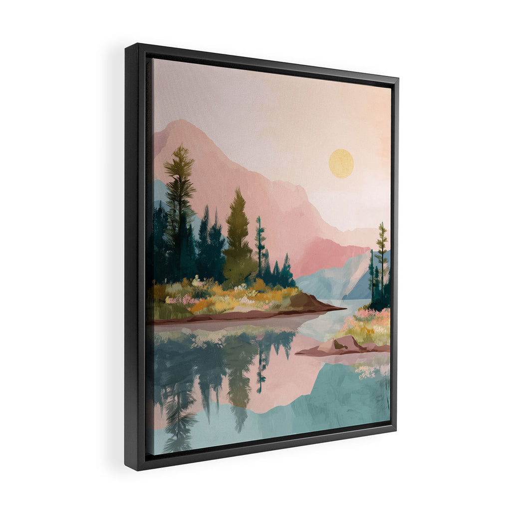 Pastel Mountain Lake Framed Canvas Print Gallery Image 2