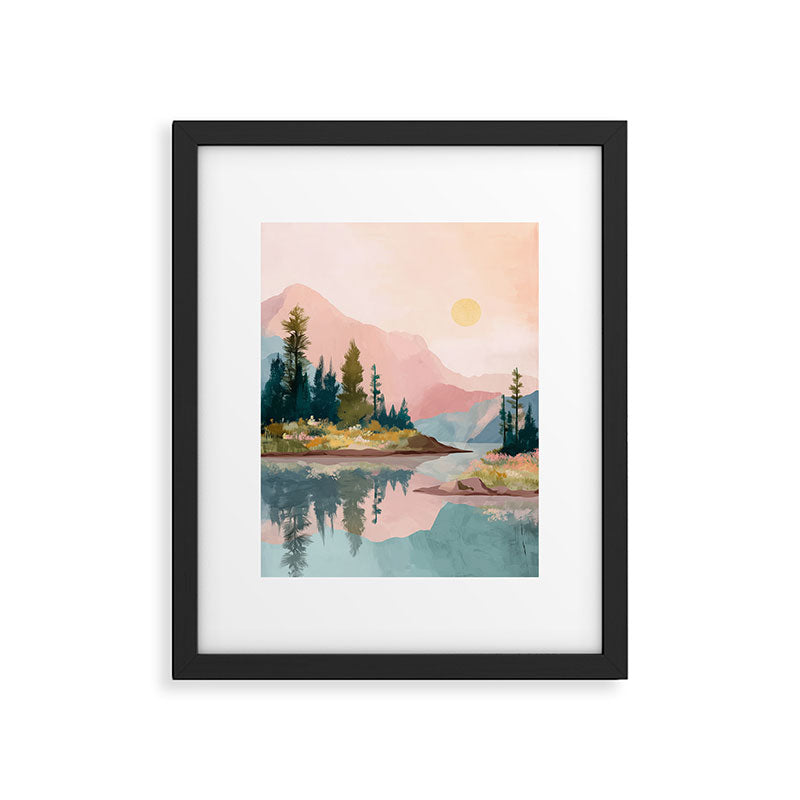 Pastel Mountain Lake Framed Art Print Gallery Image 5