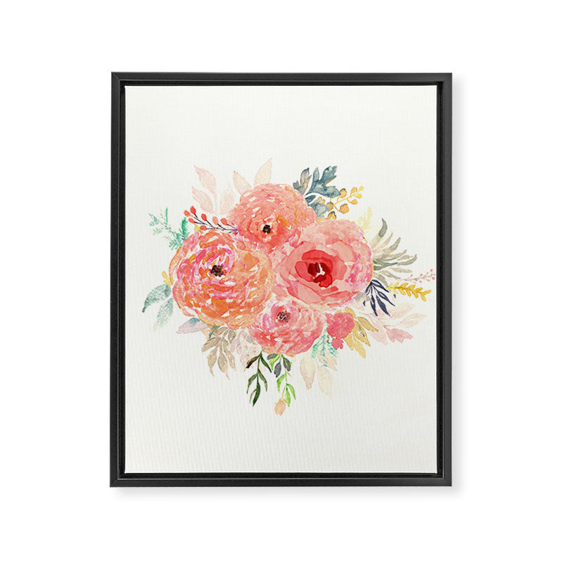 Pink Flower Bouquet Framed Canvas Print Gallery Image 6