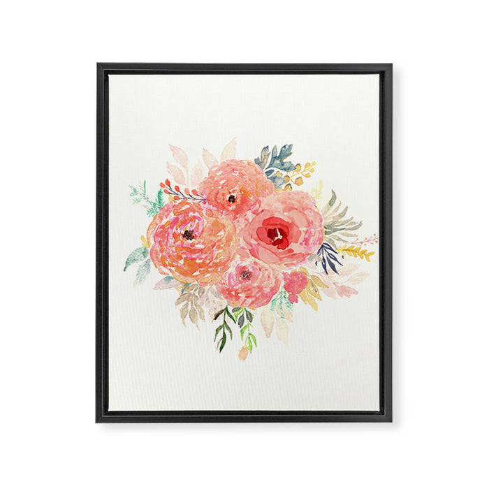 Pink Flower Bouquet Framed Canvas Print Gallery Image 1